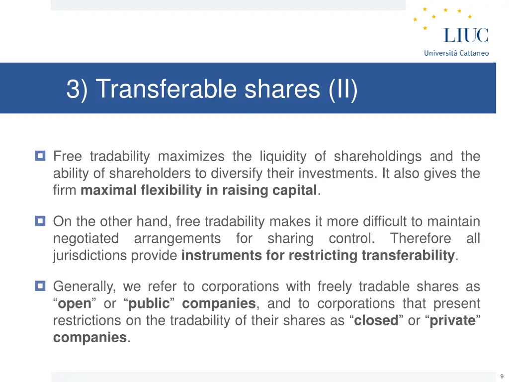 3 transferable shares ii