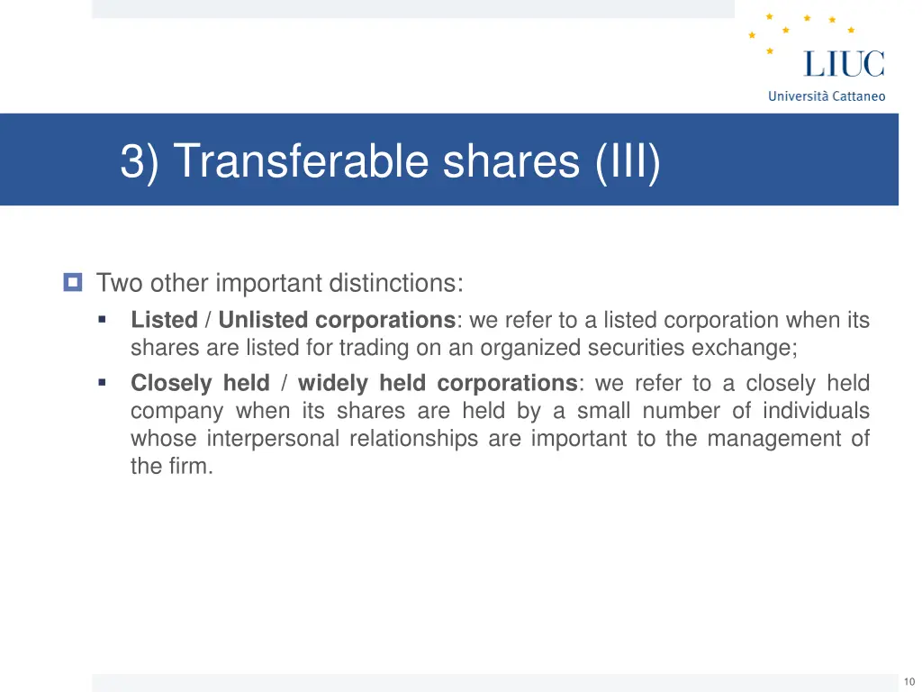 3 transferable shares iii