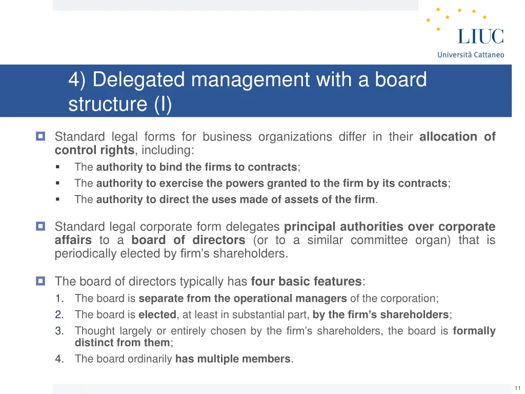 4 delegated management with a board structure i