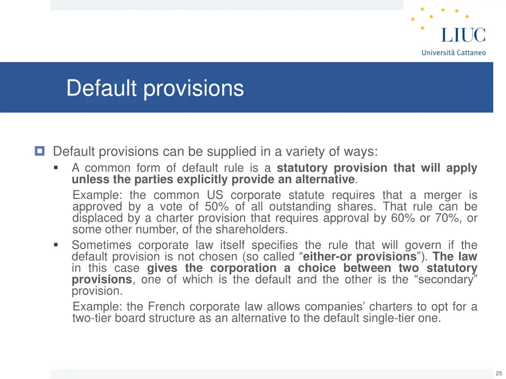 default provisions