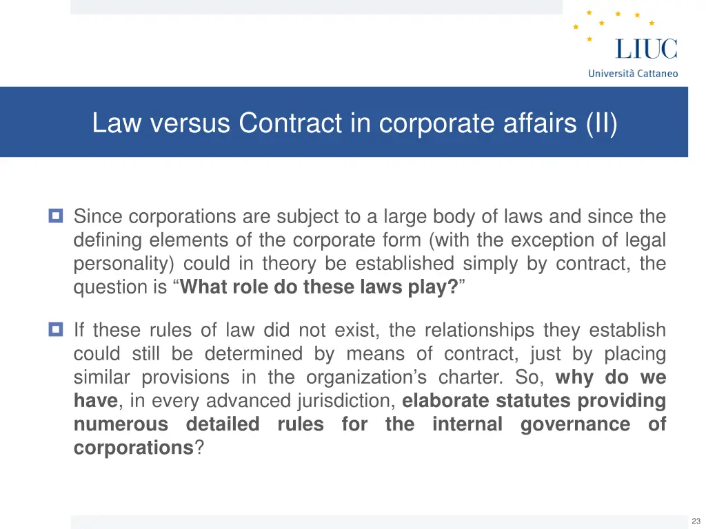 law versus contract in corporate affairs ii