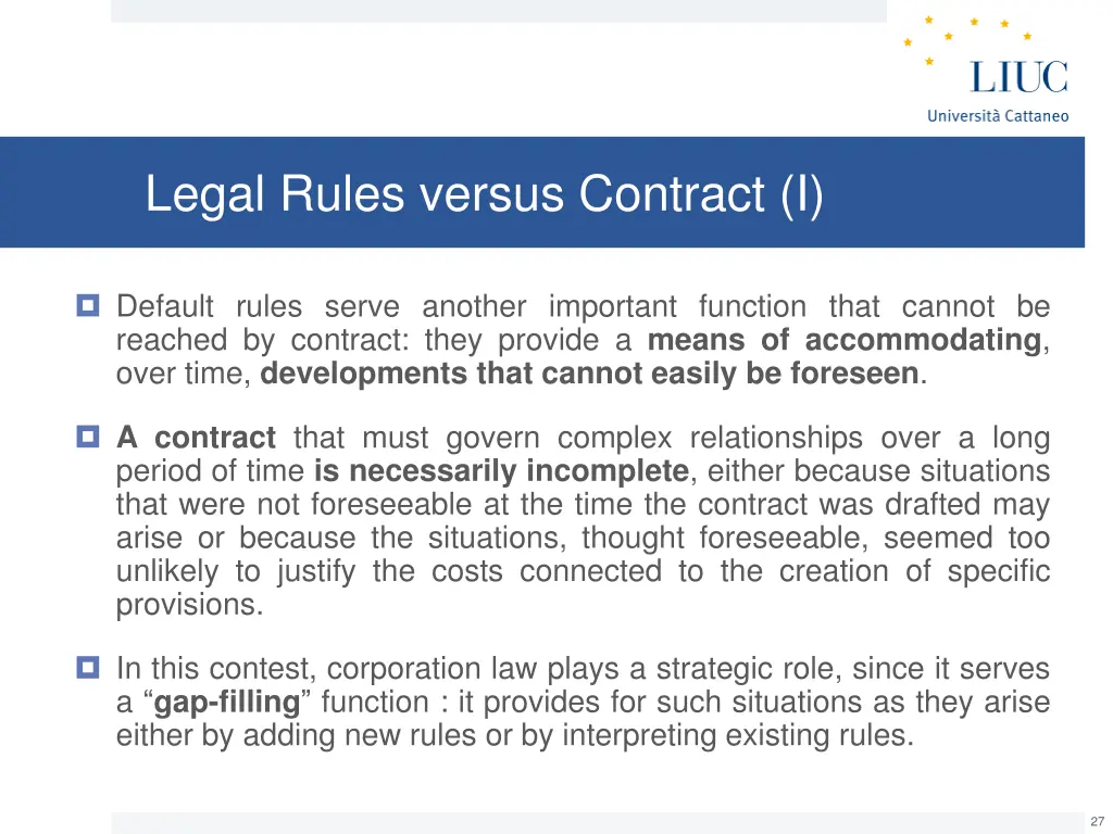 legal rules versus contract i