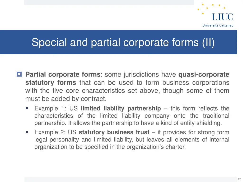 special and partial corporate forms ii