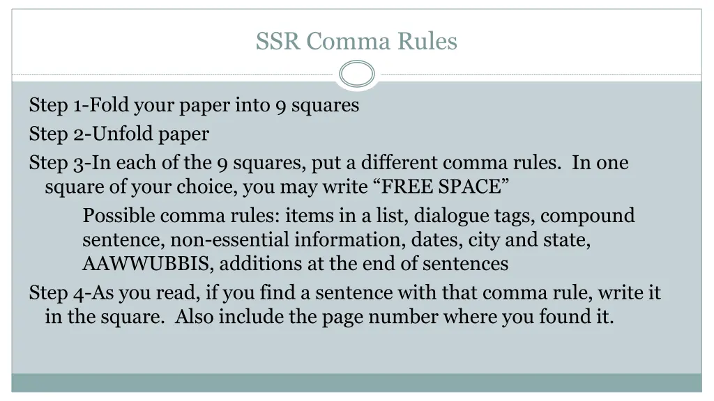 ssr comma rules