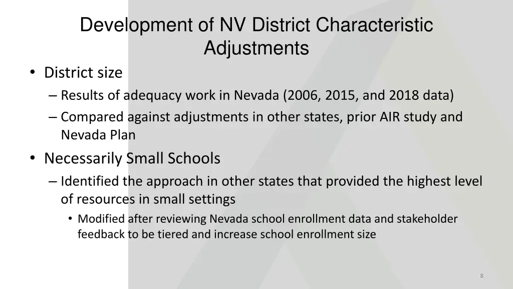 development of nv district characteristic