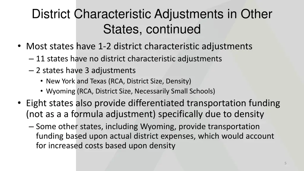 district characteristic adjustments in other 1