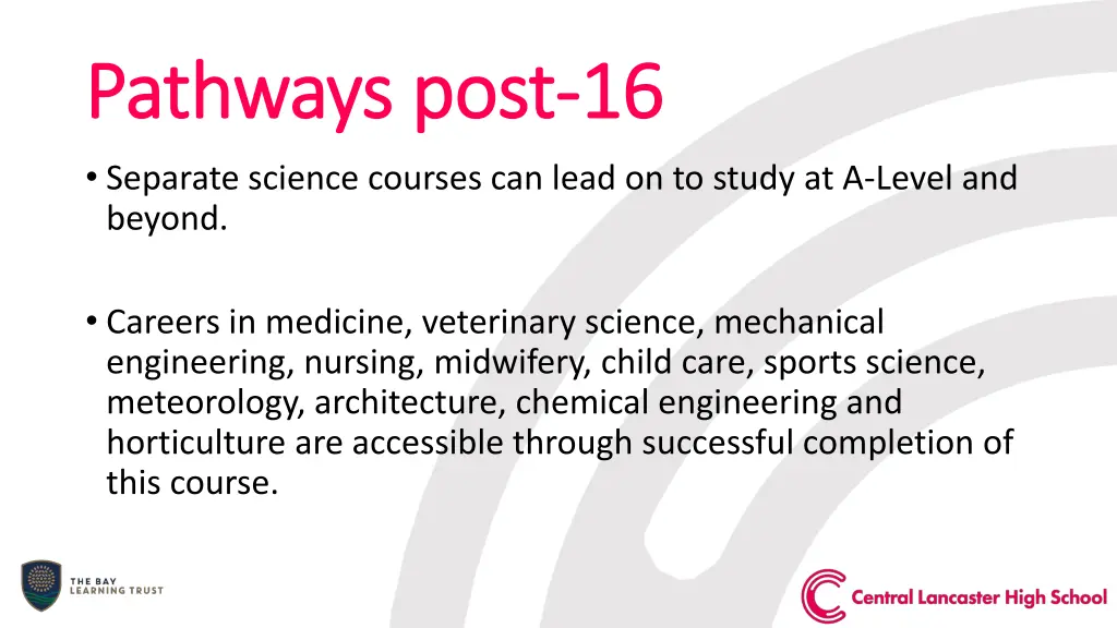 pathways post pathways post 16 separate science