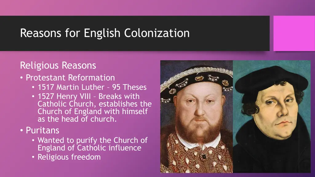 reasons for english colonization 1