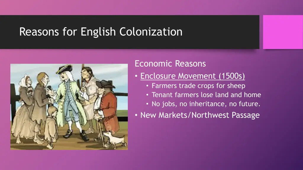 reasons for english colonization