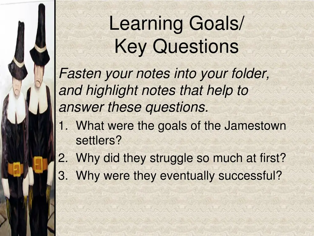 learning goals key questions 1