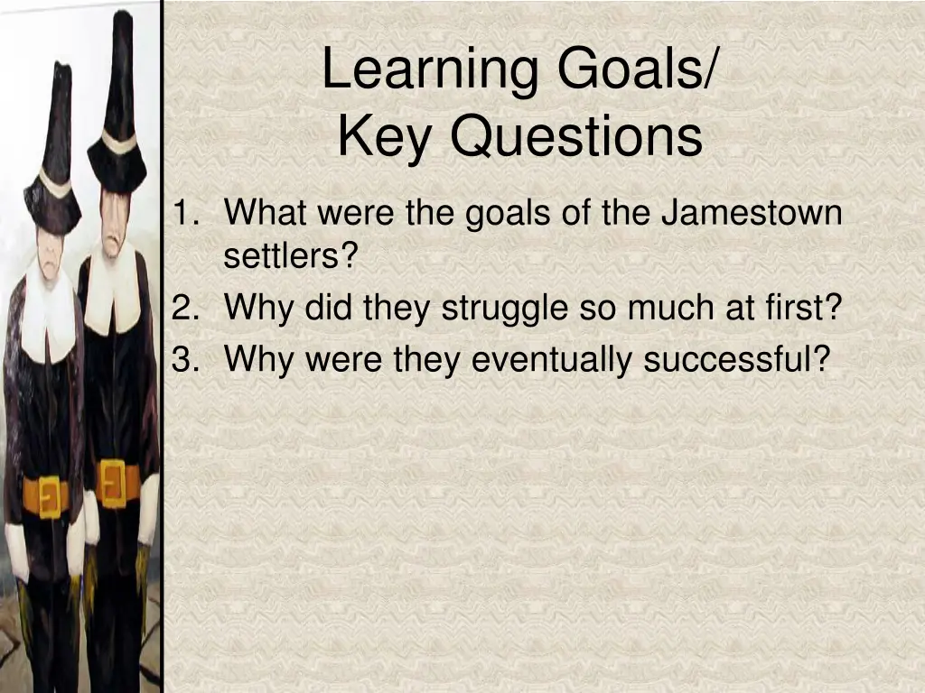 learning goals key questions