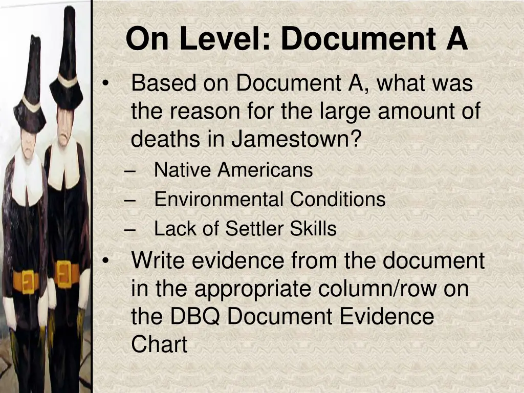 on level document a based on document a what