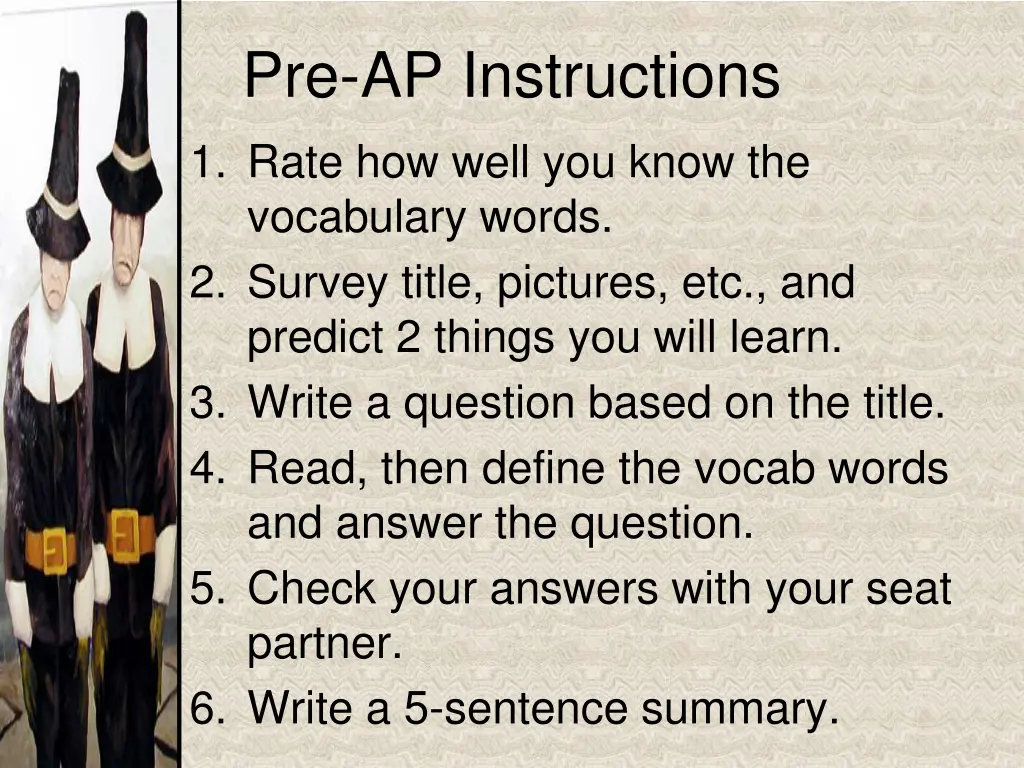 pre ap instructions