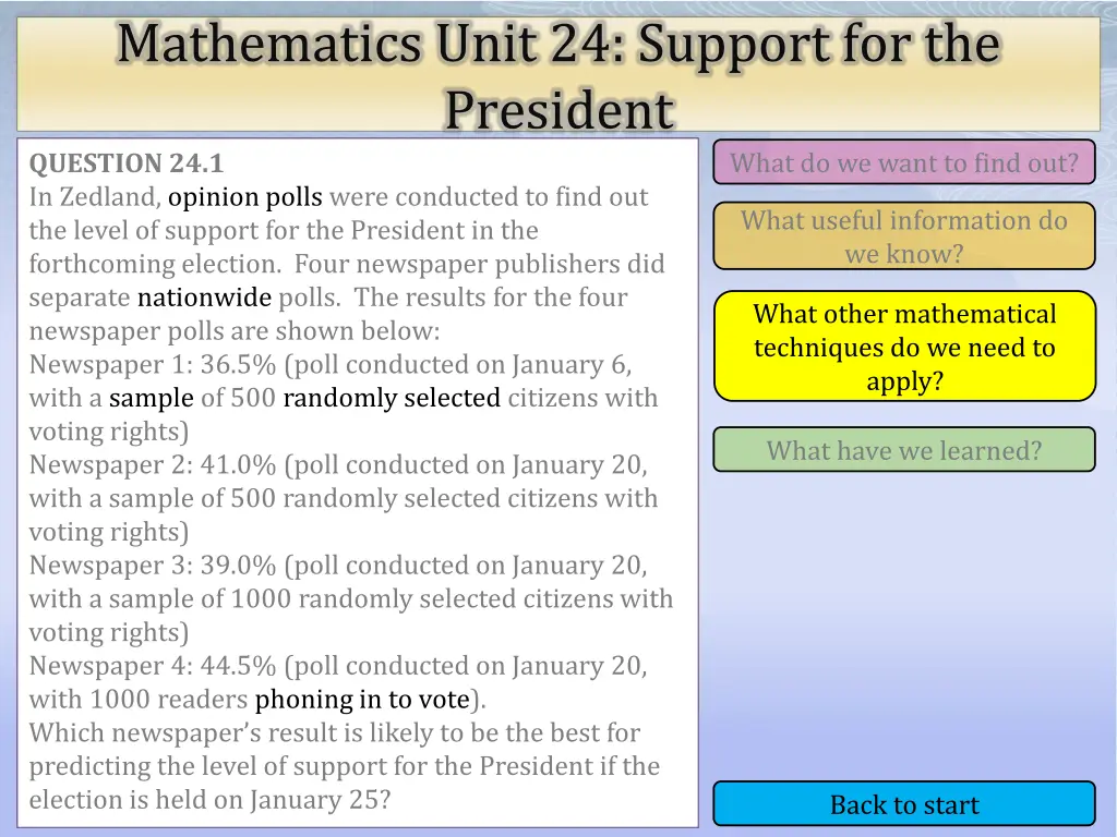 mathematics unit 24 support for the president 3