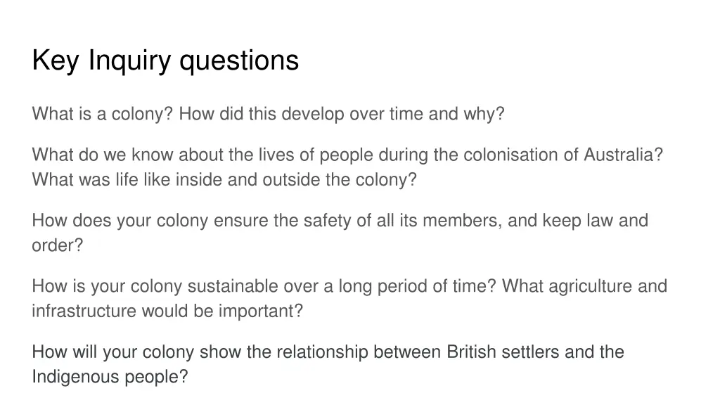 key inquiry questions