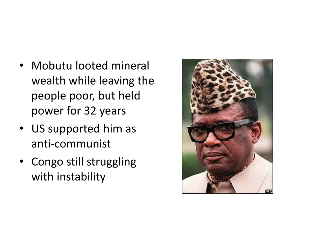 mobutu looted mineral wealth while leaving