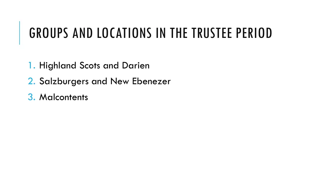 groups and locations in the trustee period