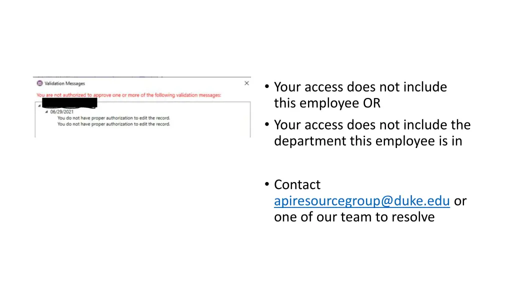 your access does not include this employee