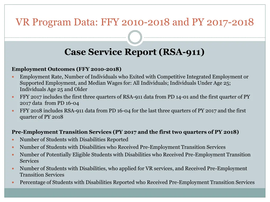 vr program data ffy 2010 2018 and py 2017 2018