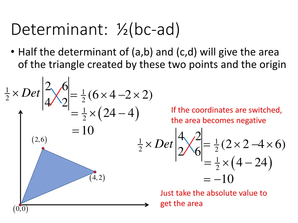 determinant bc ad half the determinant