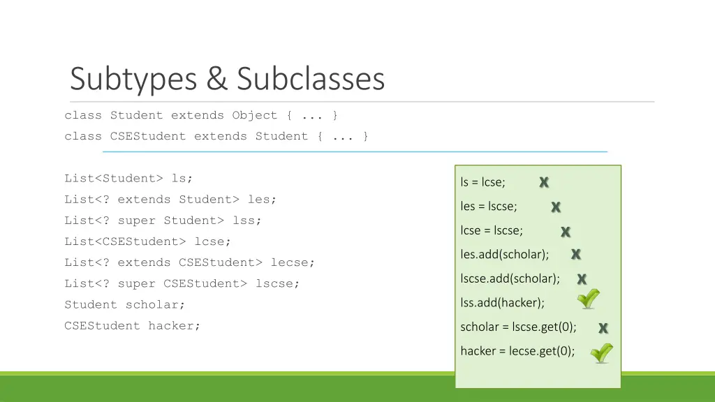 subtypes subclasses 1