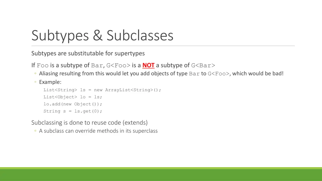 subtypes subclasses