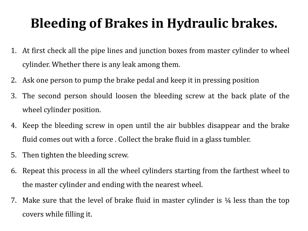 bleeding of brakes in hydraulic brakes 1