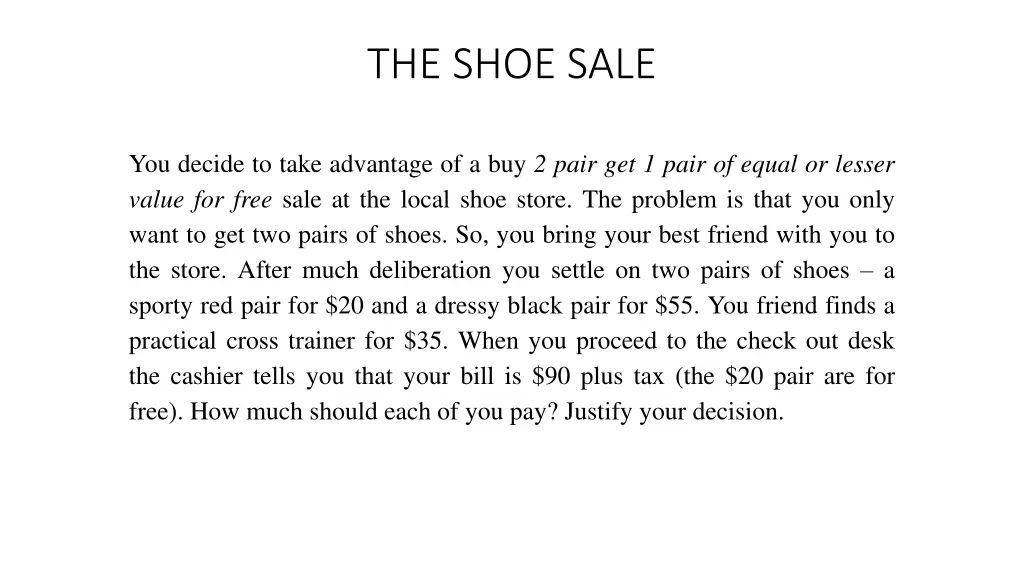 the shoe sale