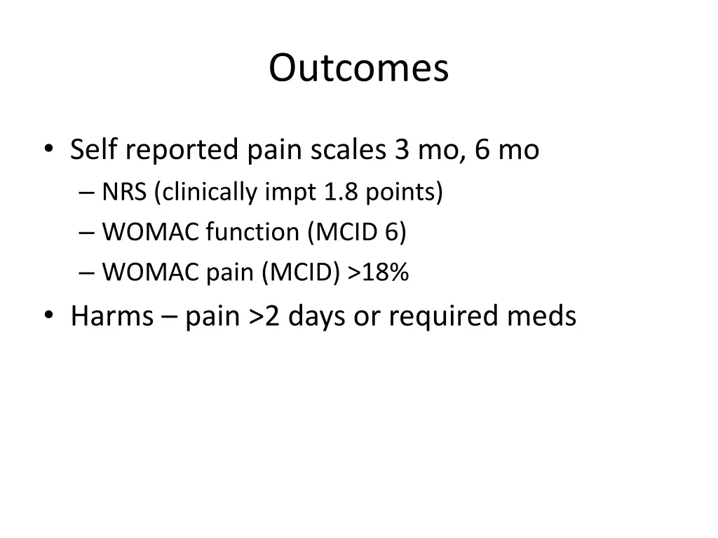 outcomes