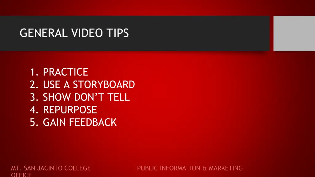 general video tips