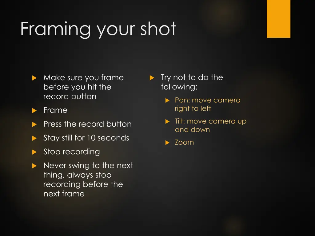 framing your shot