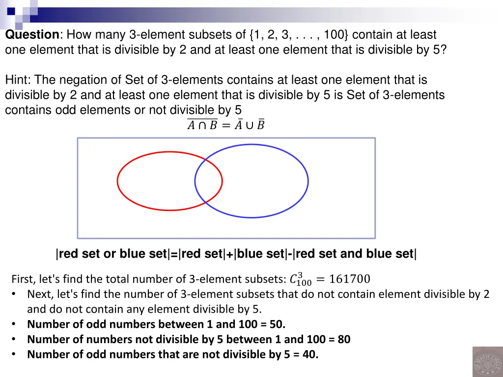 question how many 3 element subsets