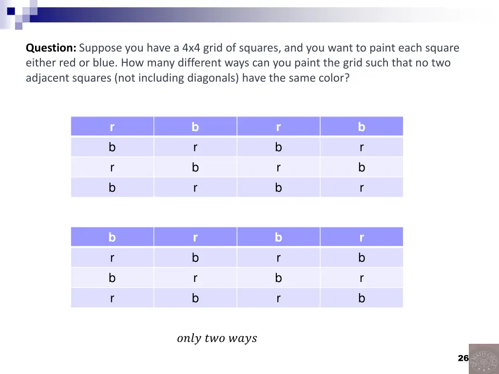 question suppose you have a 4x4 grid of squares