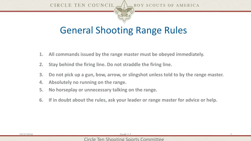 general shooting range rules