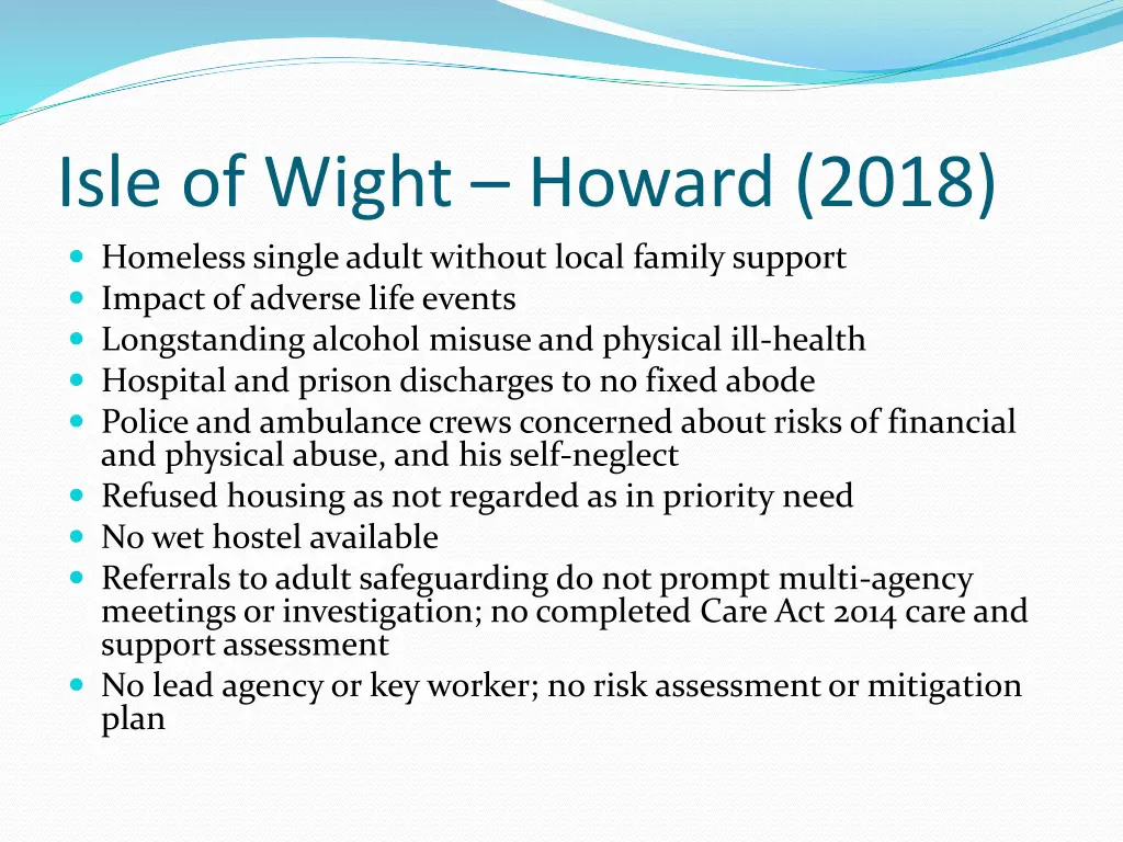 isle of wight howard 2018 homeless single adult