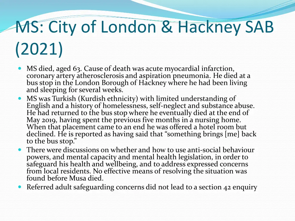 ms city of london hackney sab 2021