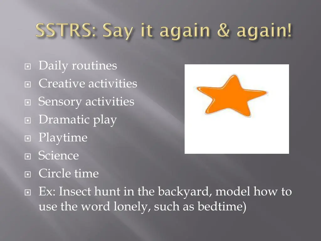 daily routines creative activities sensory