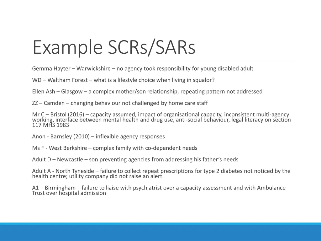 example scrs sars