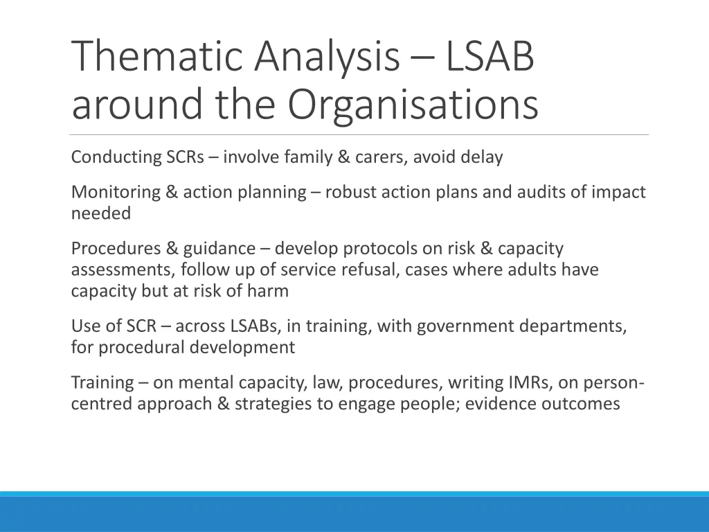 thematic analysis lsab around the organisations