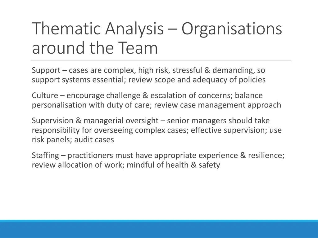 thematic analysis organisations around the team