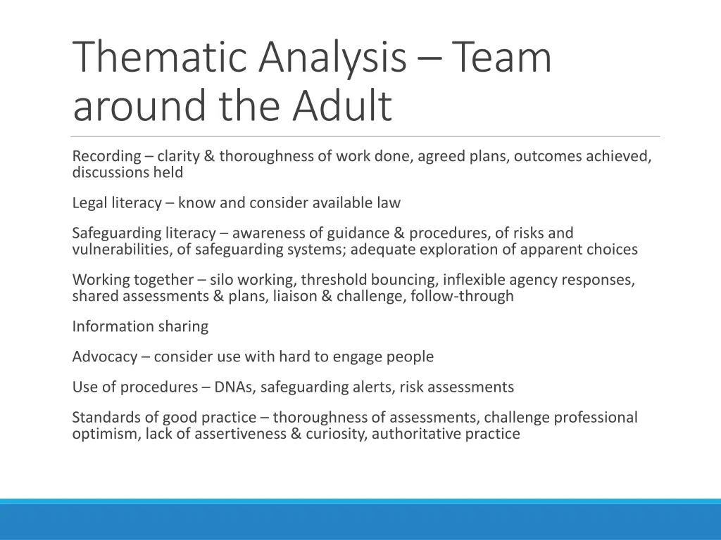 thematic analysis team around the adult