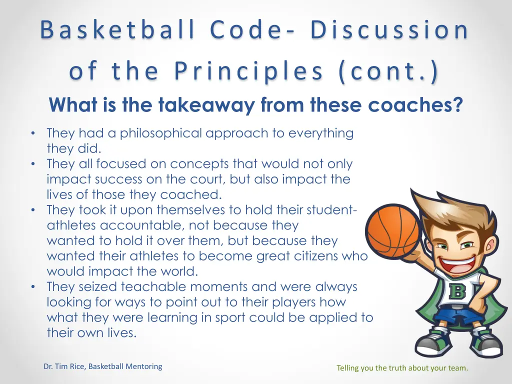 basketball code discussion of the principles cont 6