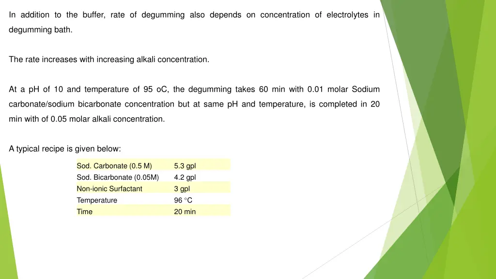 in addition to the buffer rate of degumming also