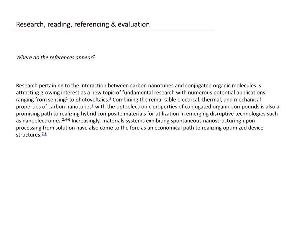 research reading referencing evaluation 8