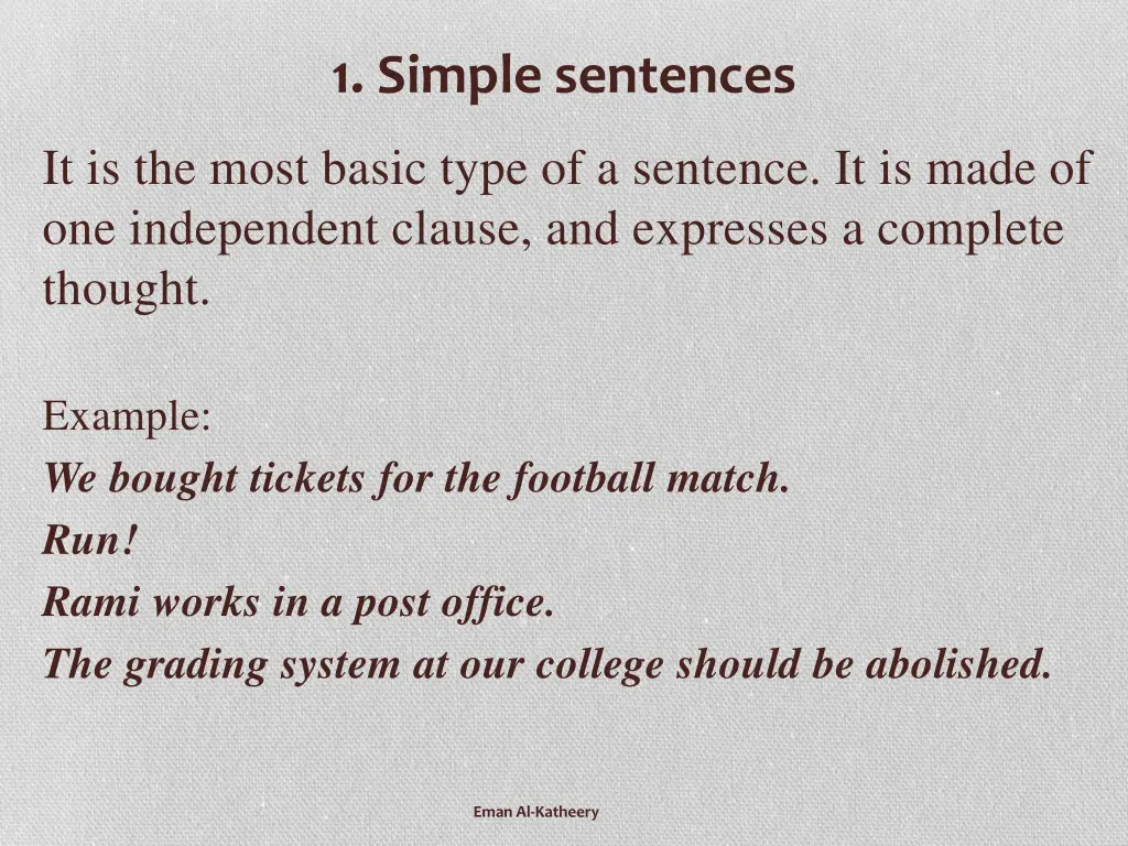 1 simple sentences