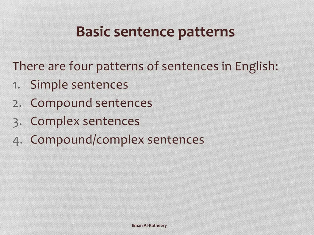 basic sentence patterns