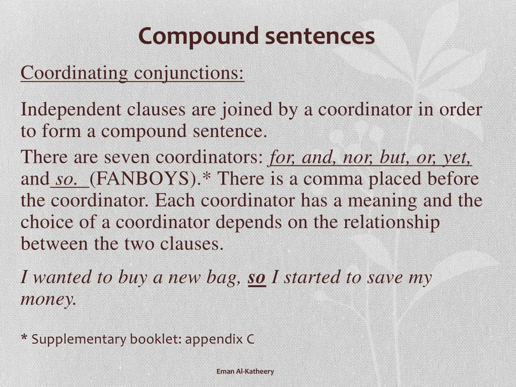 compound sentences coordinating conjunctions