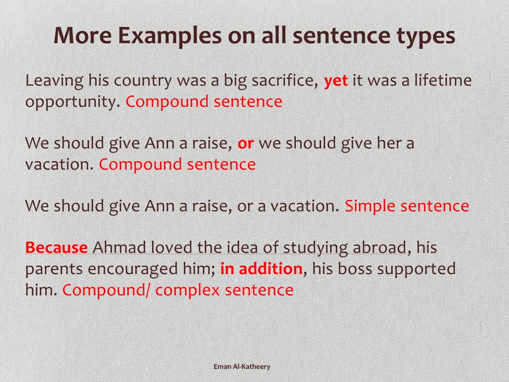 more examples on all sentence types 2