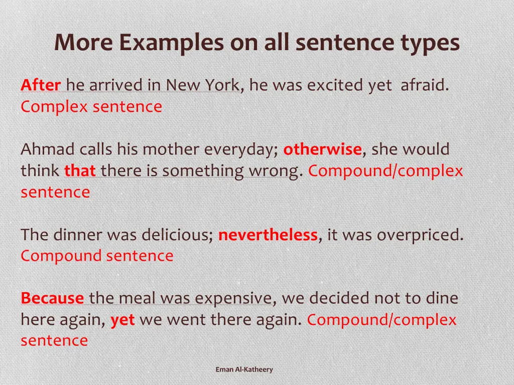 more examples on all sentence types 3