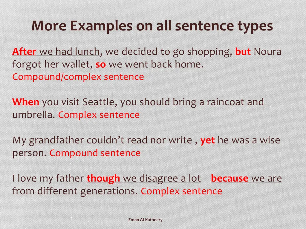 more examples on all sentence types 4